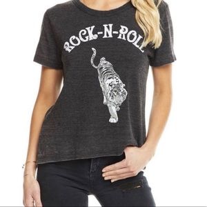 Chaser Rock N Roll Tiger Gray Cropped T-shirt XS